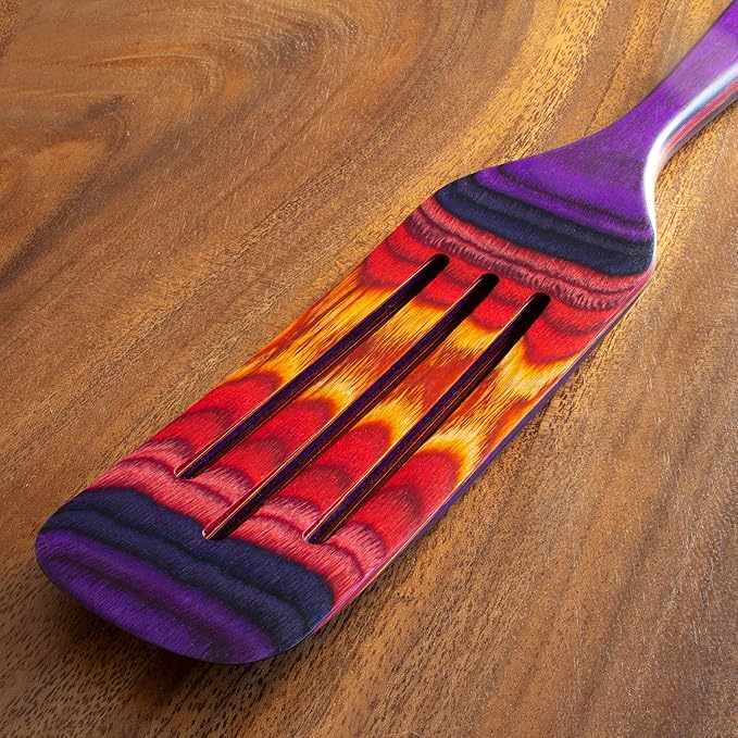 Baltique Waikiki Collection 13" Wooden Spurtle Spatula – Colorful Birch Wood Cooking Utensil, Nonstick Safe, Versatile Stirring & Serving Tool