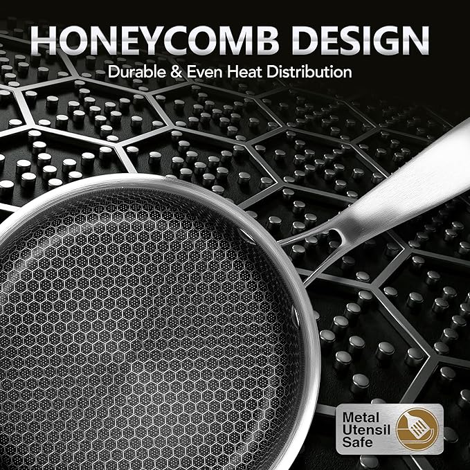 MICHELANGELO Stainless Steel Saucepan Set 1QT & 2QT & 3QT, Premium Triple Ply Sauce Pan with Lid, Sauce Pot with Honeycomb Interior - 6pcs